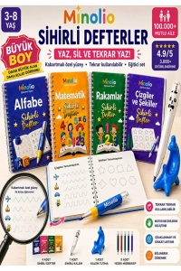 Sihirli Defter Magic Learn Oluklu Sihirli Yazı Seti – 4 Kitap + Sihirli Kalem Hediyeli